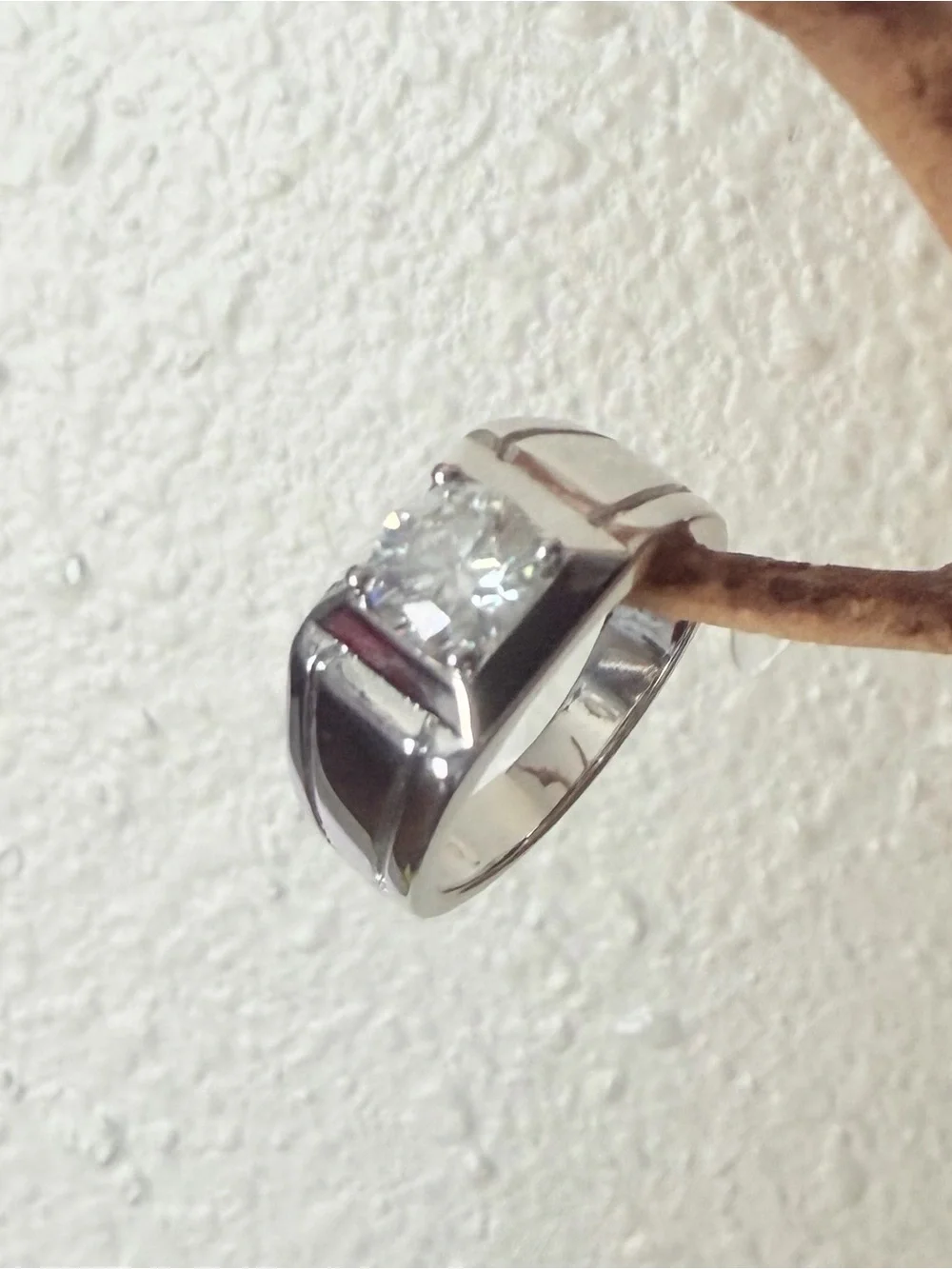 Sterling Silver Men's Solitaire ring Moissanite 1.0 Ct size8